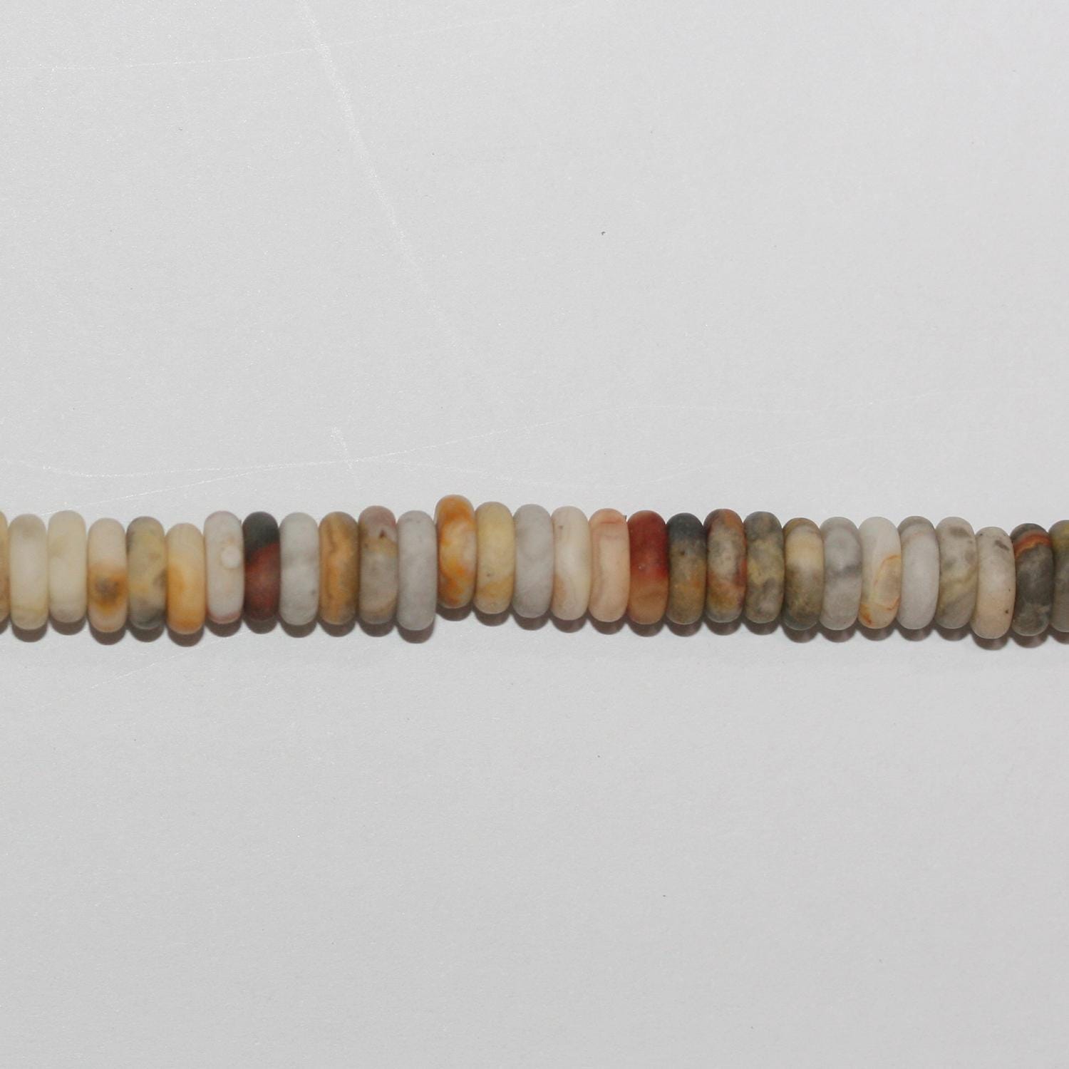 Perles rondelles lisses en agate folle St, finition mate, 15 pouces, 6 x 2 mm. - Fil de 39 cm.