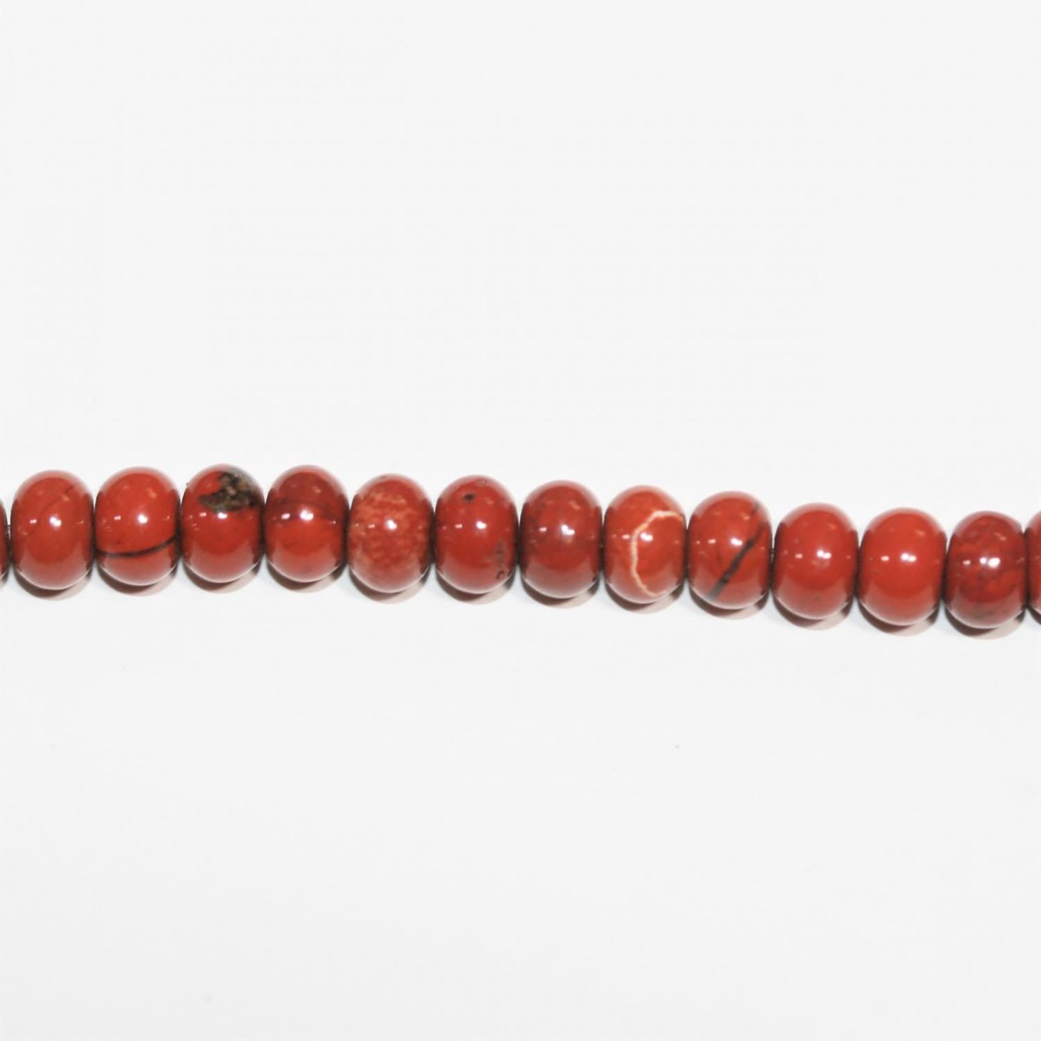 Perles rondelles lisses en jaspe rouge St 15" 6x4mm.- Brin 39cm.