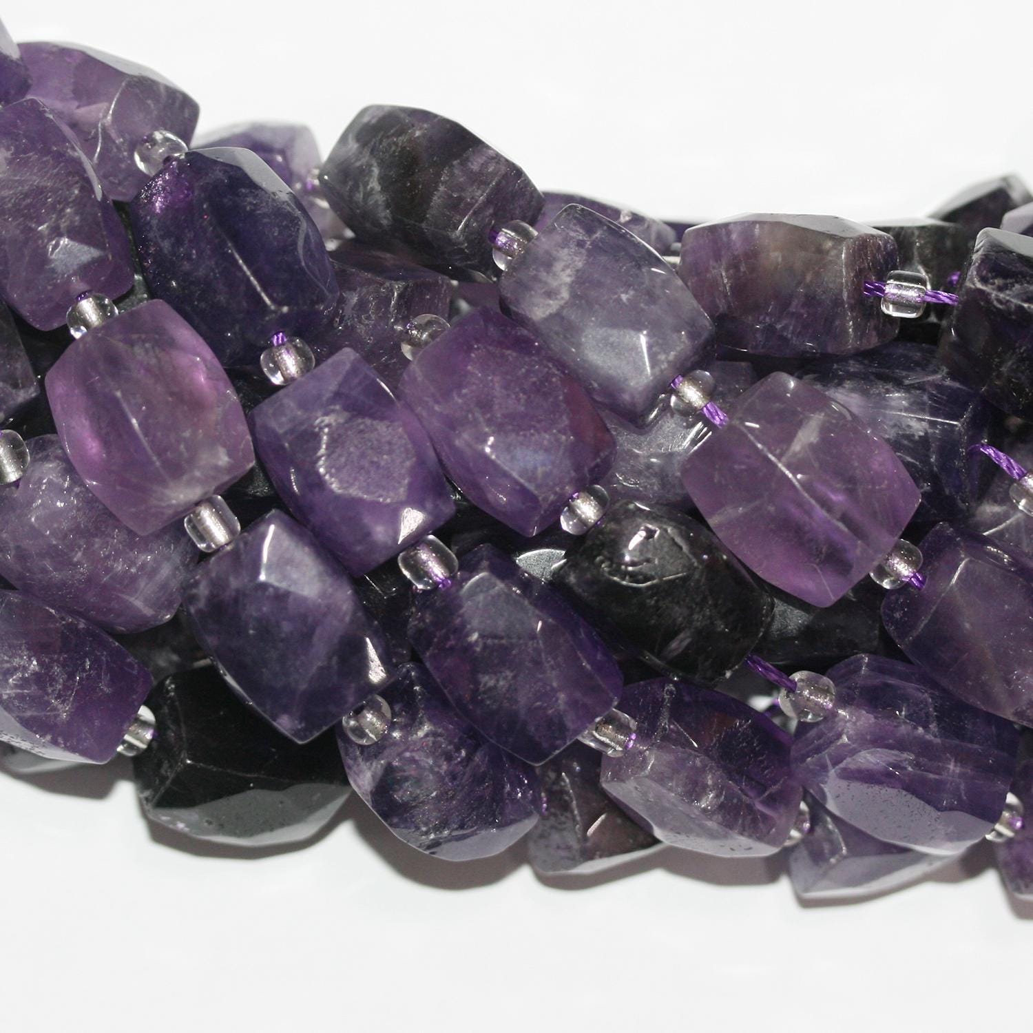 Cuentas de barril facetadas de amatista Santa de 16" (16 x 12 mm), aprox., hilo de 40 mm.