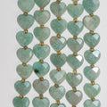 Perles en forme de cœur à facettes en amazonite St de 15 pouces, 11-12 mm. - Fil de 38 cm.