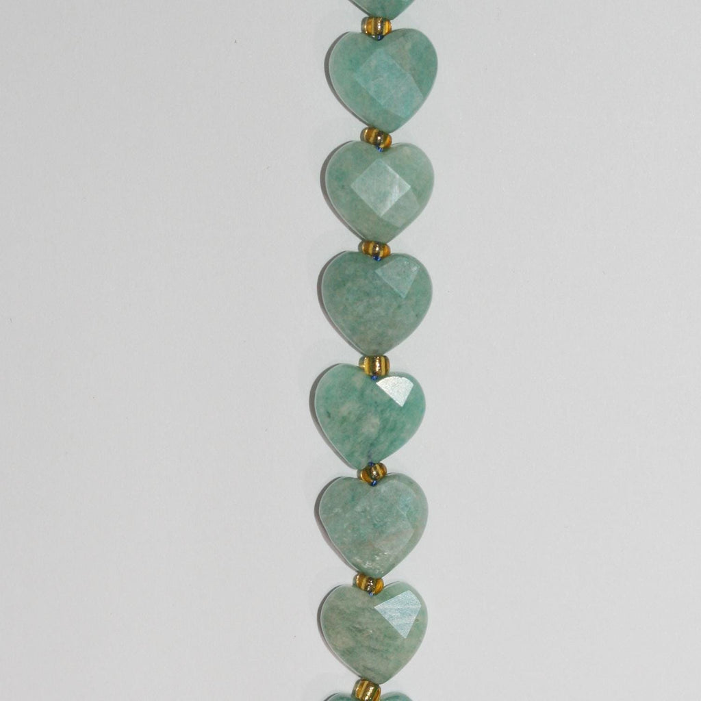 Perles en forme de cœur à facettes en amazonite St de 15 pouces, 11-12 mm. - Fil de 38 cm.
