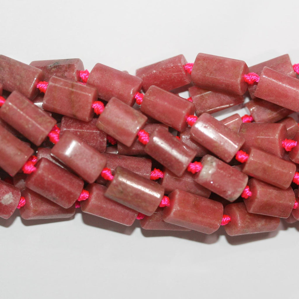 Cuentas tubulares facetadas de Santa Rodonita de 16" (11 x 7 mm), aprox. - Hilo de 40 cm.