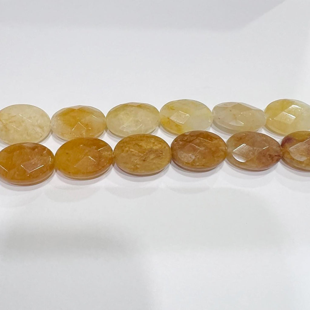 Cuentas ovaladas facetadas de jade amarillo de 16" (20 x 15 mm) - Hilo de 40 cm