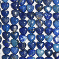 16" Cuentas de corazón liso de lapislázuli santo 10 mm. - Hilo 39 cm.