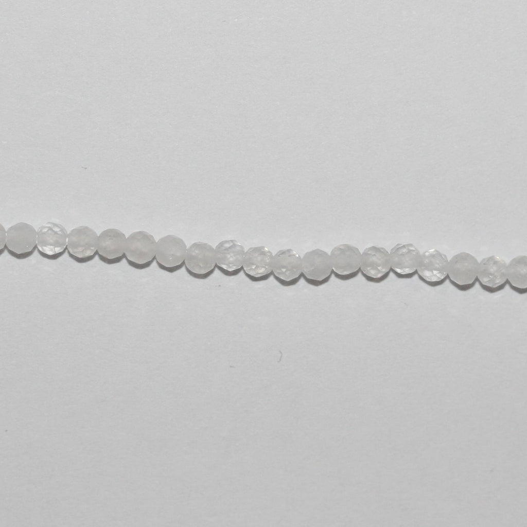 Perles rondes à facettes en pierre de lune St 15" 2 mm.- Brin 39 cm.