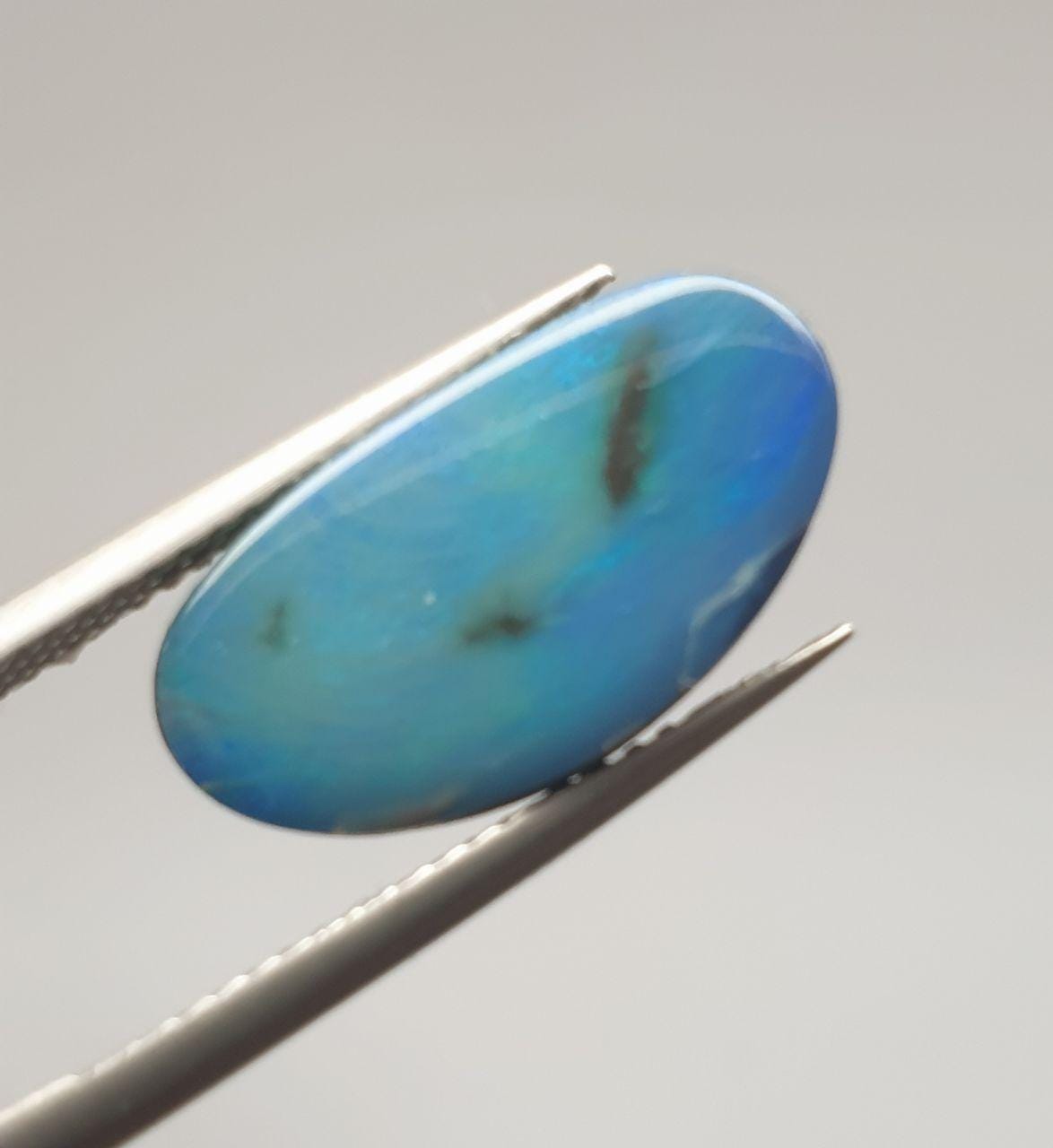 Natural Australian Opal Smooth Cabochon  3.2cts Doublet 17.4x9.3mm. Boulder Opal