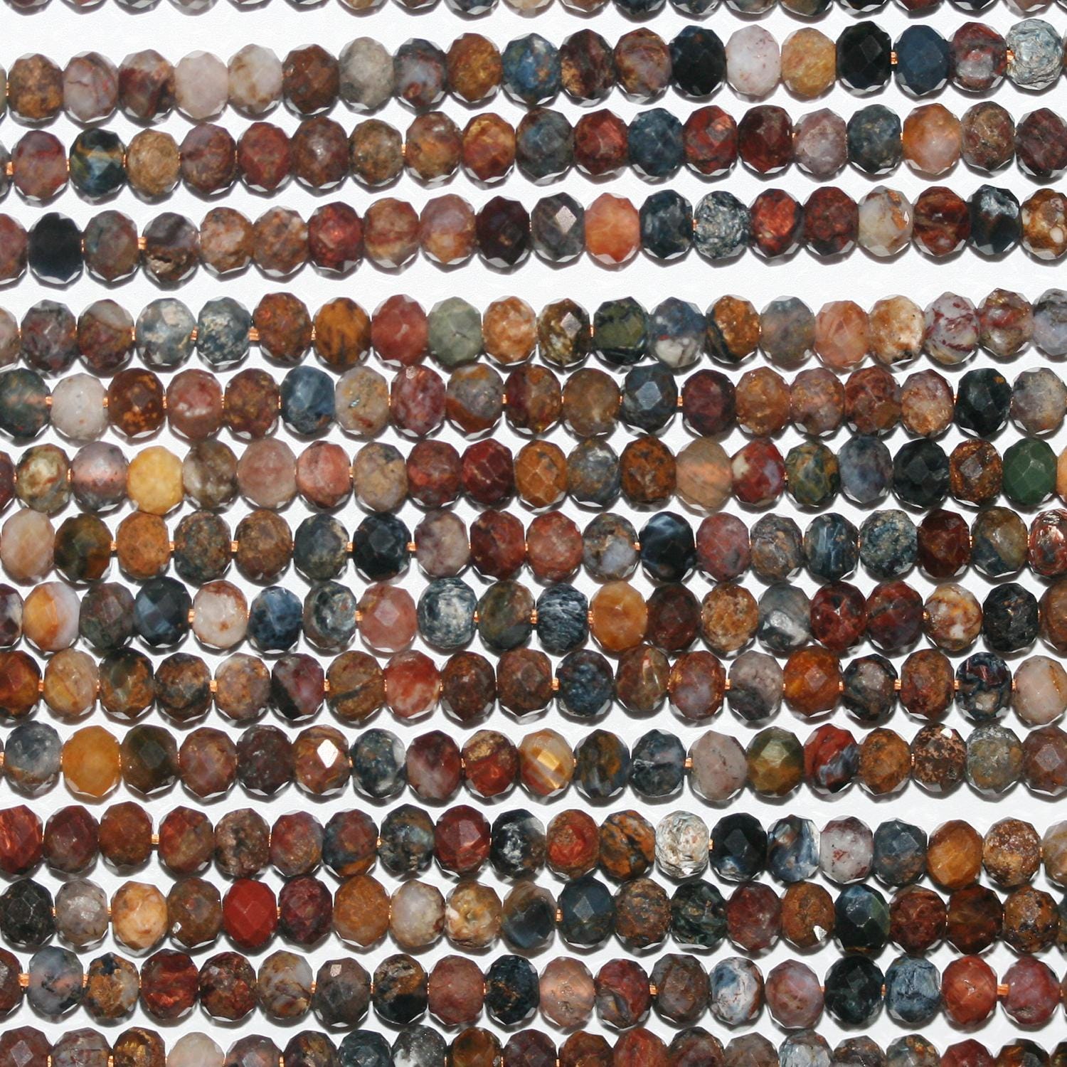 Perles rondelles à facettes en pierre de Sainte-Piété 15" 4x3mm.-Rig 39cm.