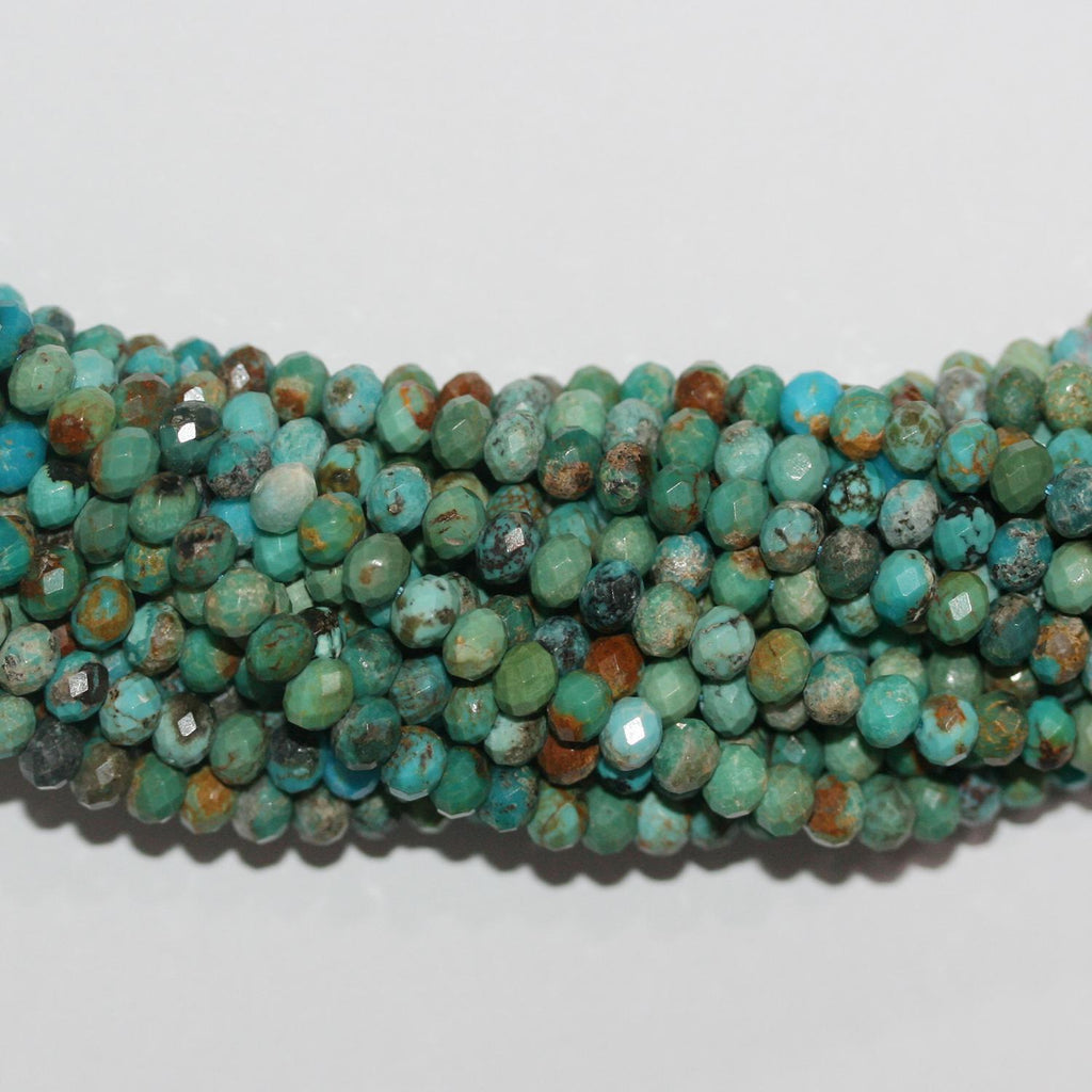 Perles rondelles à facettes en turquoise St de 15 pouces, 5 x 3,5 mm - Fil de 39 cm.