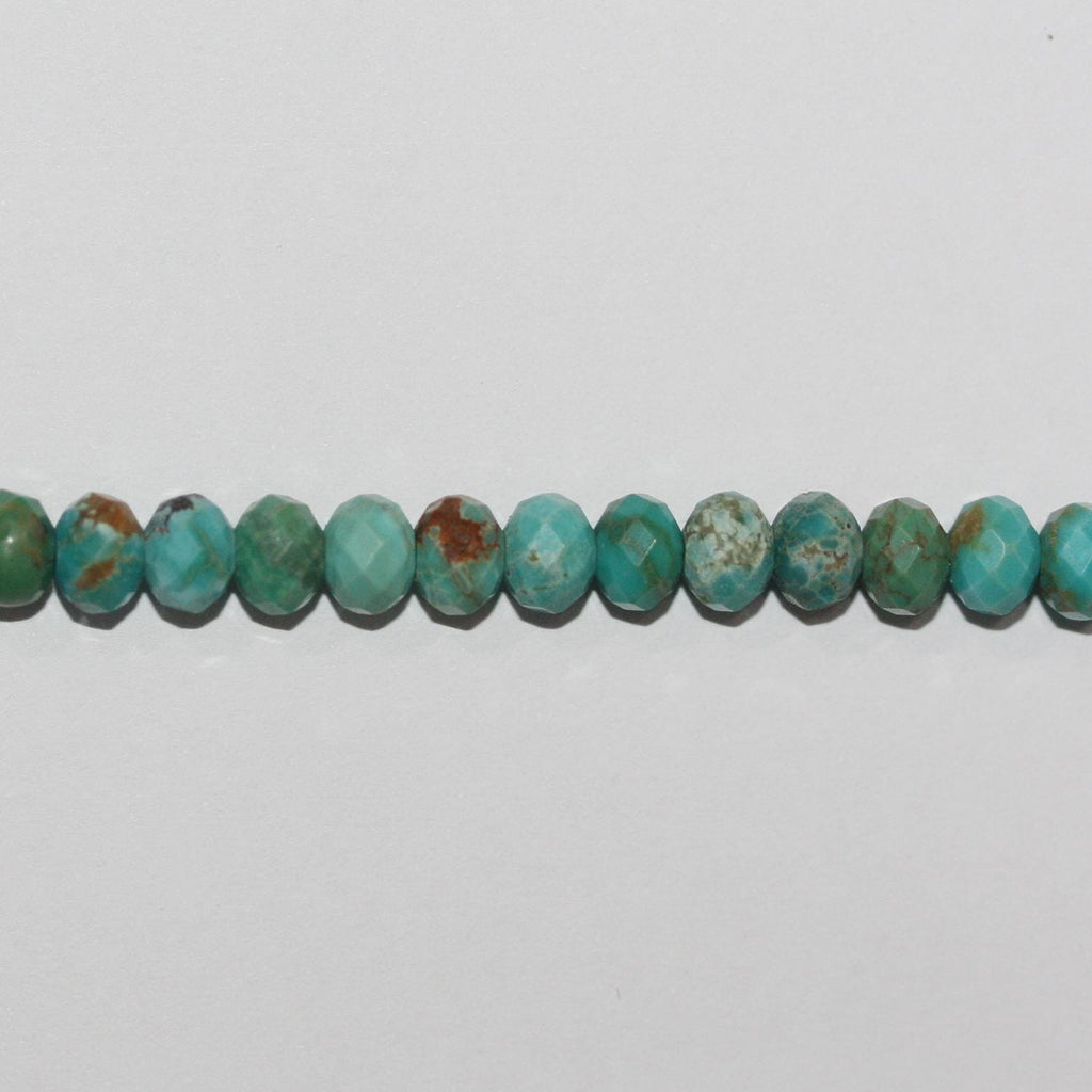 Perles rondelles à facettes en turquoise St de 15 pouces, 6 x 4 mm. - Fil de 39 cm.