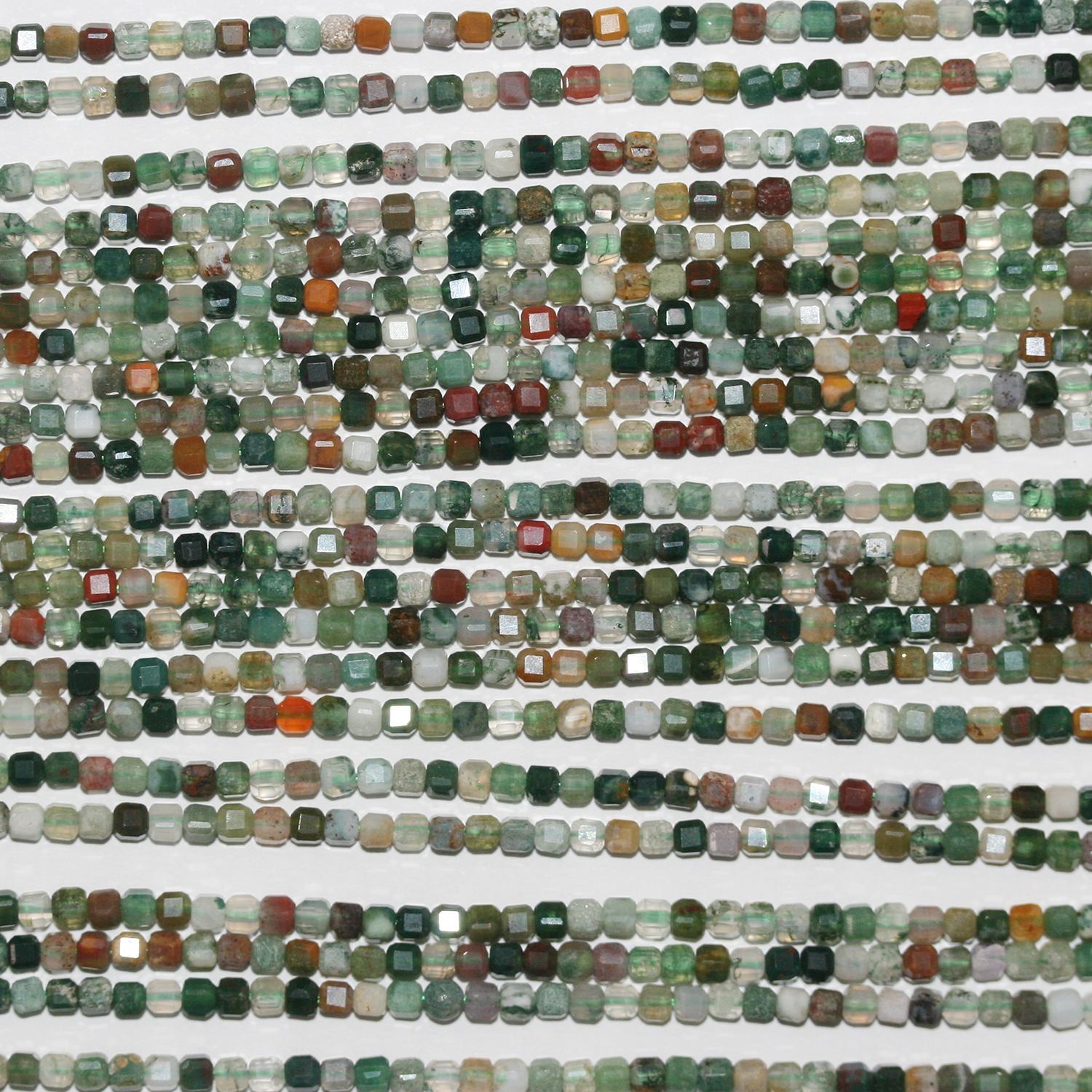 Perles cubiques à facettes en agate indienne St, 15 pouces, 2 mm, rang de 39 cm