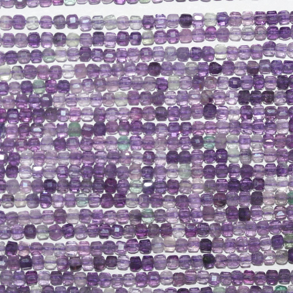 Perles cubiques à facettes en fluorite St de 15 pouces (2,5 mm) - Fil de 39 cm