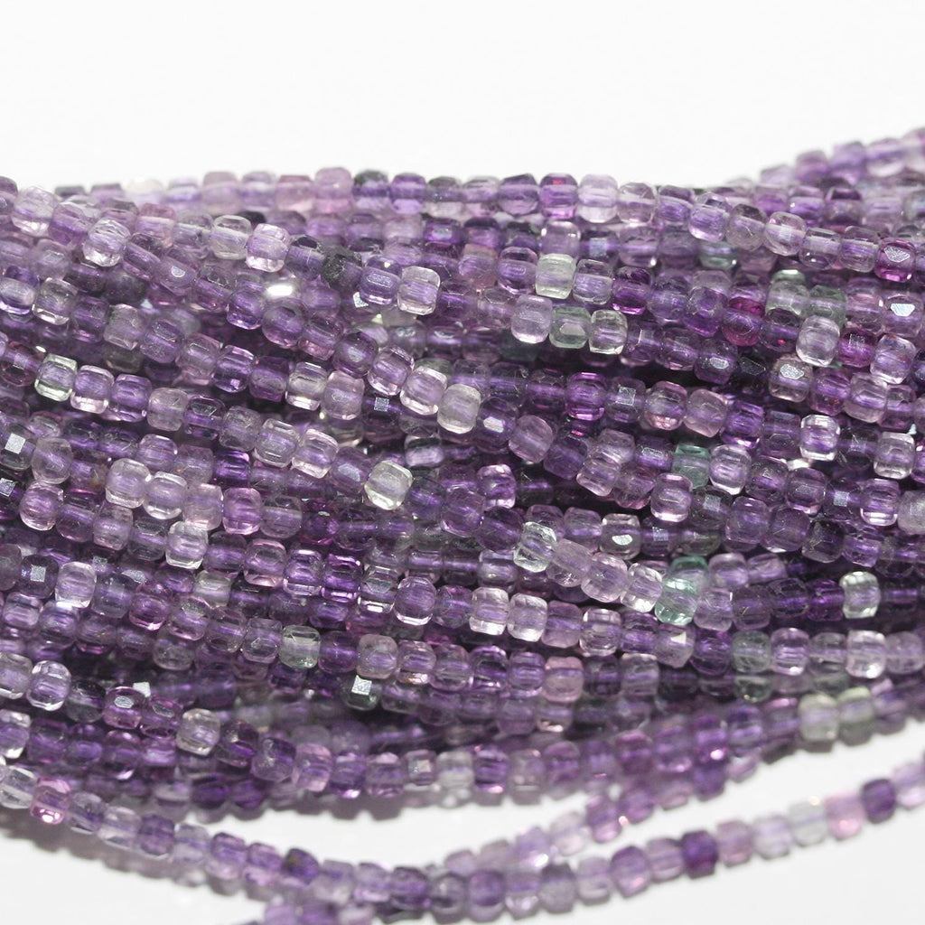 Perles cubiques à facettes en fluorite St de 15 pouces (2,5 mm) - Fil de 39 cm