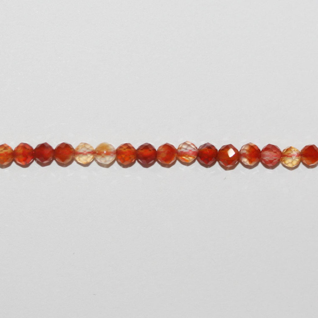 Perles rondes à facettes en cornaline de 39 cm (15 pouces), 3 mm de diamètre.