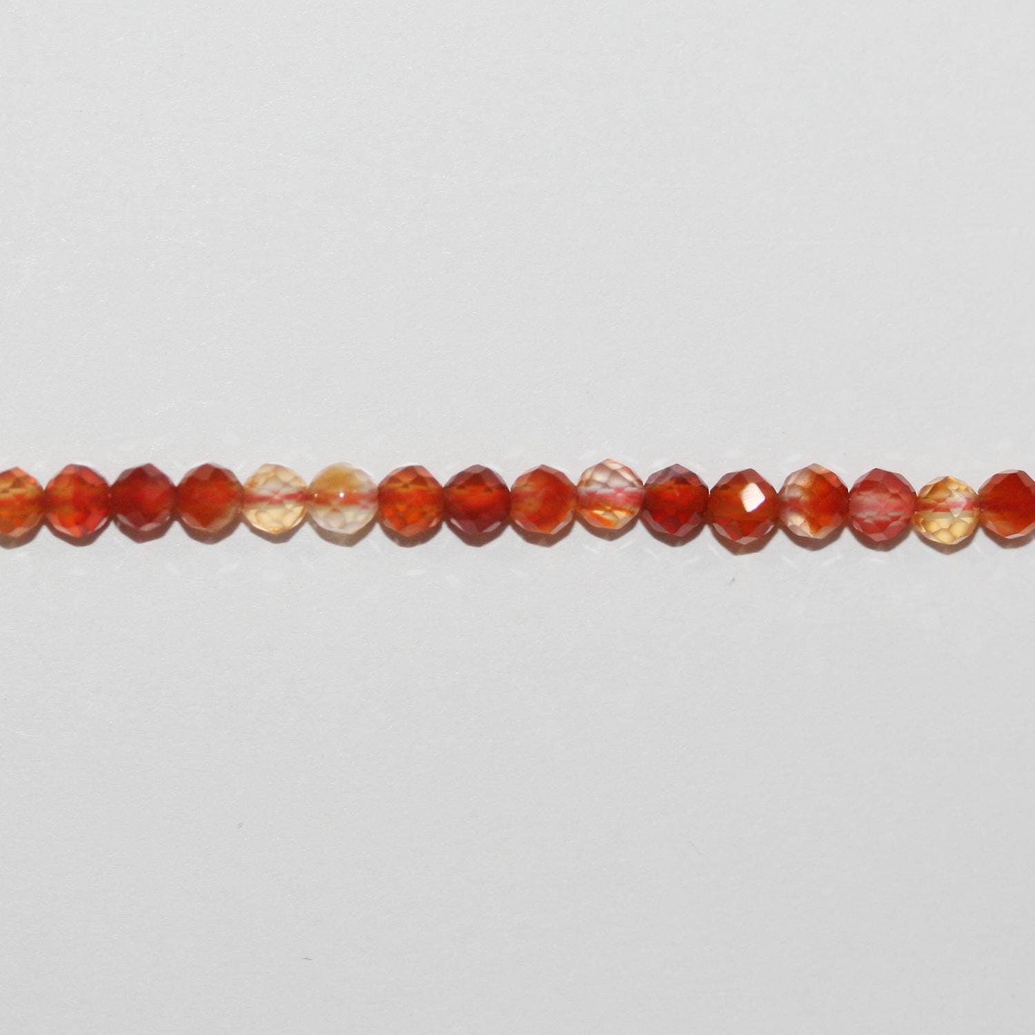 Perles rondes à facettes en cornaline de 39 cm (15 pouces), 3 mm de diamètre.