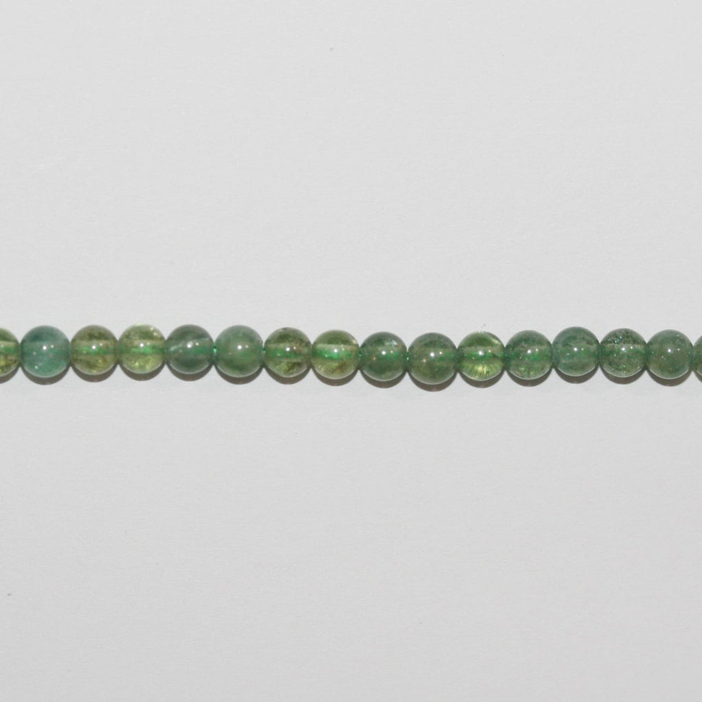 Perles rondes lisses en apatite verte, 15 pouces (4 mm) - Fil de 39 cm
