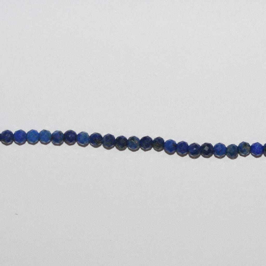 15" Perles rondes à facettes en lapis-lazuli de 2,5 mm - Fil de 39 cm.