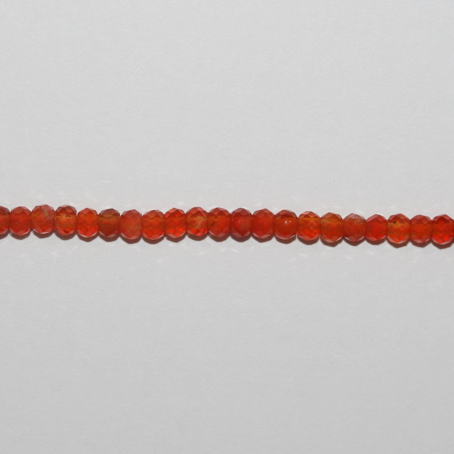 Perles rondelles à facettes en cornaline de 15 pouces, 3 x 2 mm. - Fil de 39 cm.