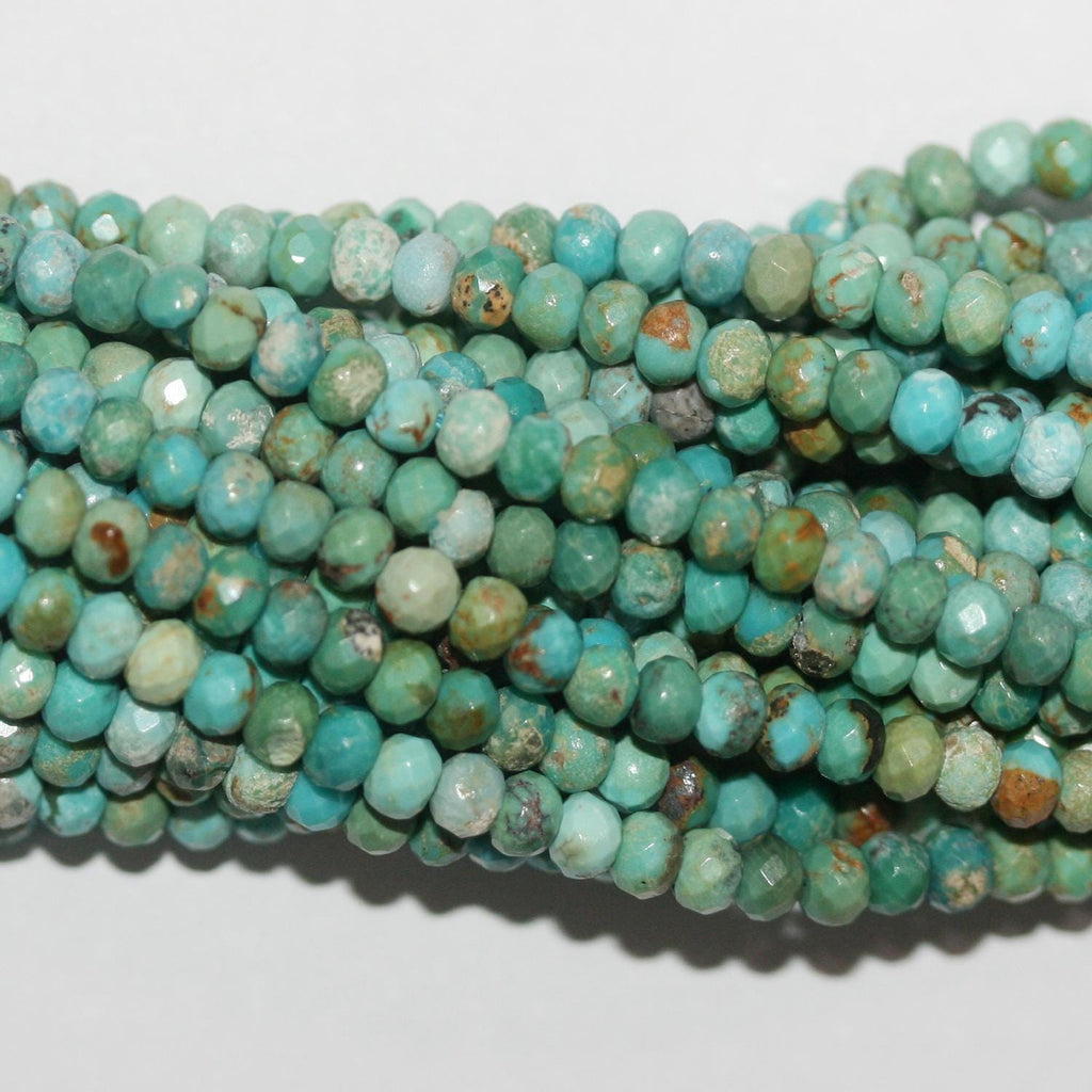 Perles rondelles à facettes en turquoise St de 15 pouces, 4 x 3 mm. - Fil de 39 cm.