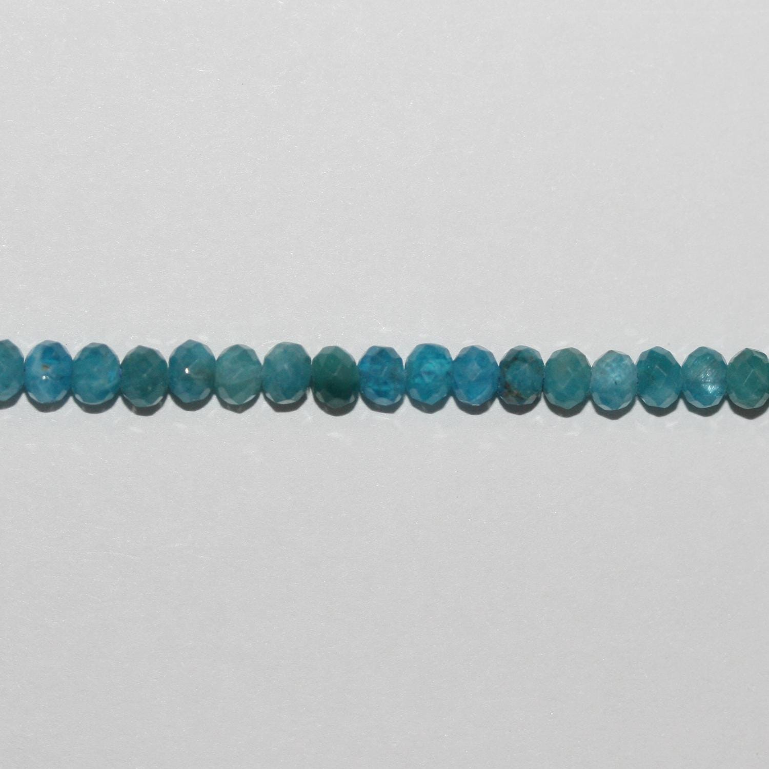 Perles rondelles à facettes en apatite bleue St, 3,5 x 2,5 mm, 15 pouces (38 cm) - Fil de 39 cm