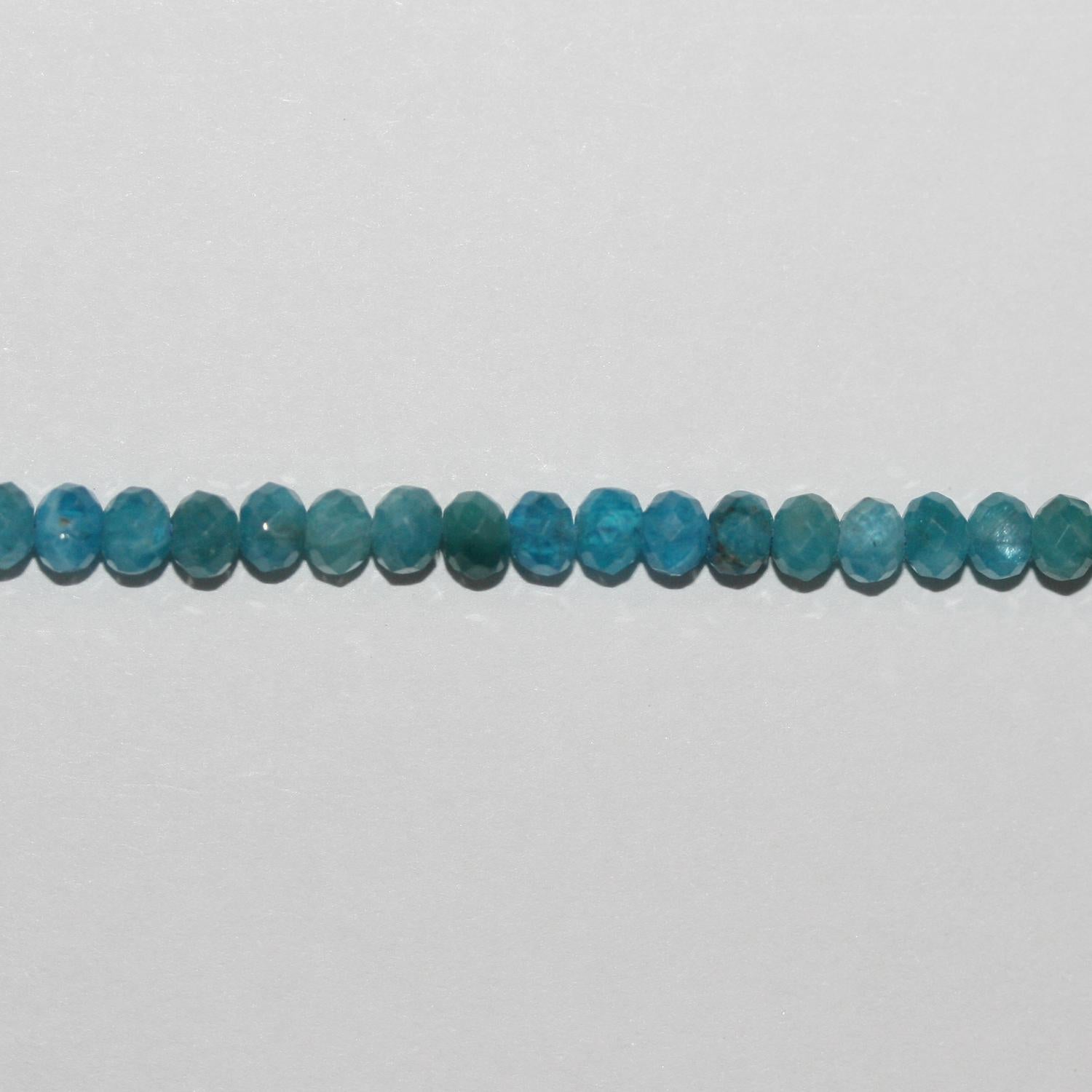 Perles rondelles à facettes en apatite bleue St, 15 pouces, 4 x 3 mm - Fil de 39 cm
