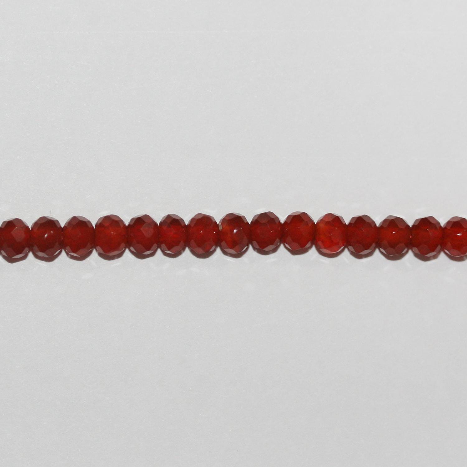 Perles rondelles à facettes en cornaline de 15 pouces, 4 x 3 mm. - Fil de 39 cm.