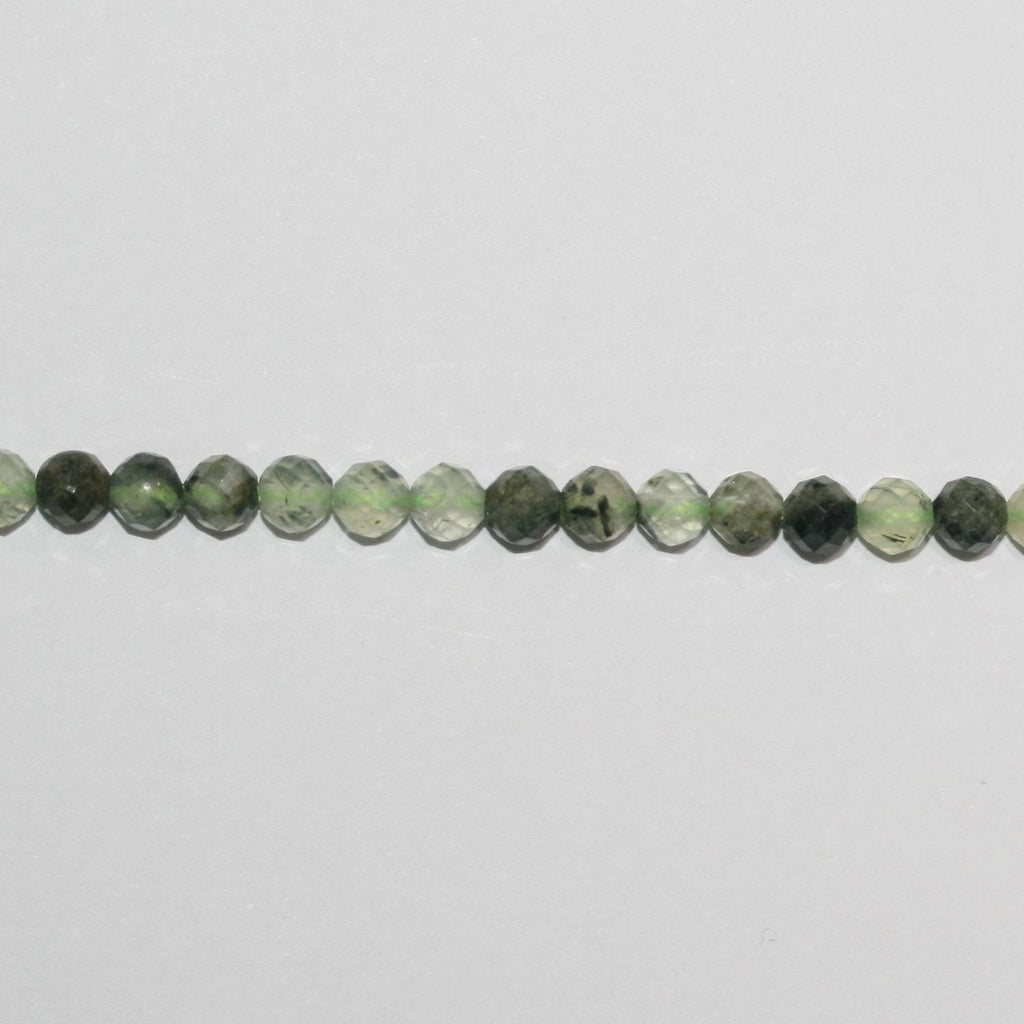 Perles rondes à facettes en stréhnite, 4 mm, 14 pouces - Fil de 38 cm