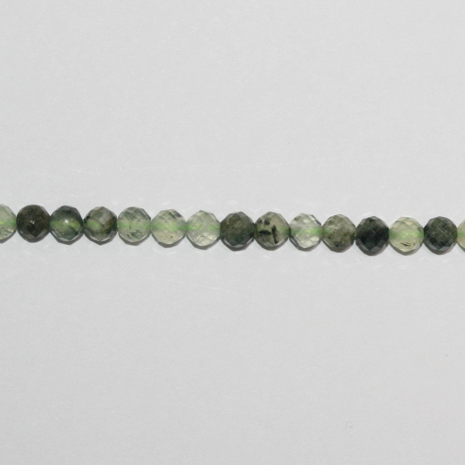Perles rondes à facettes en stréhnite, 4 mm, 14 pouces - Fil de 38 cm