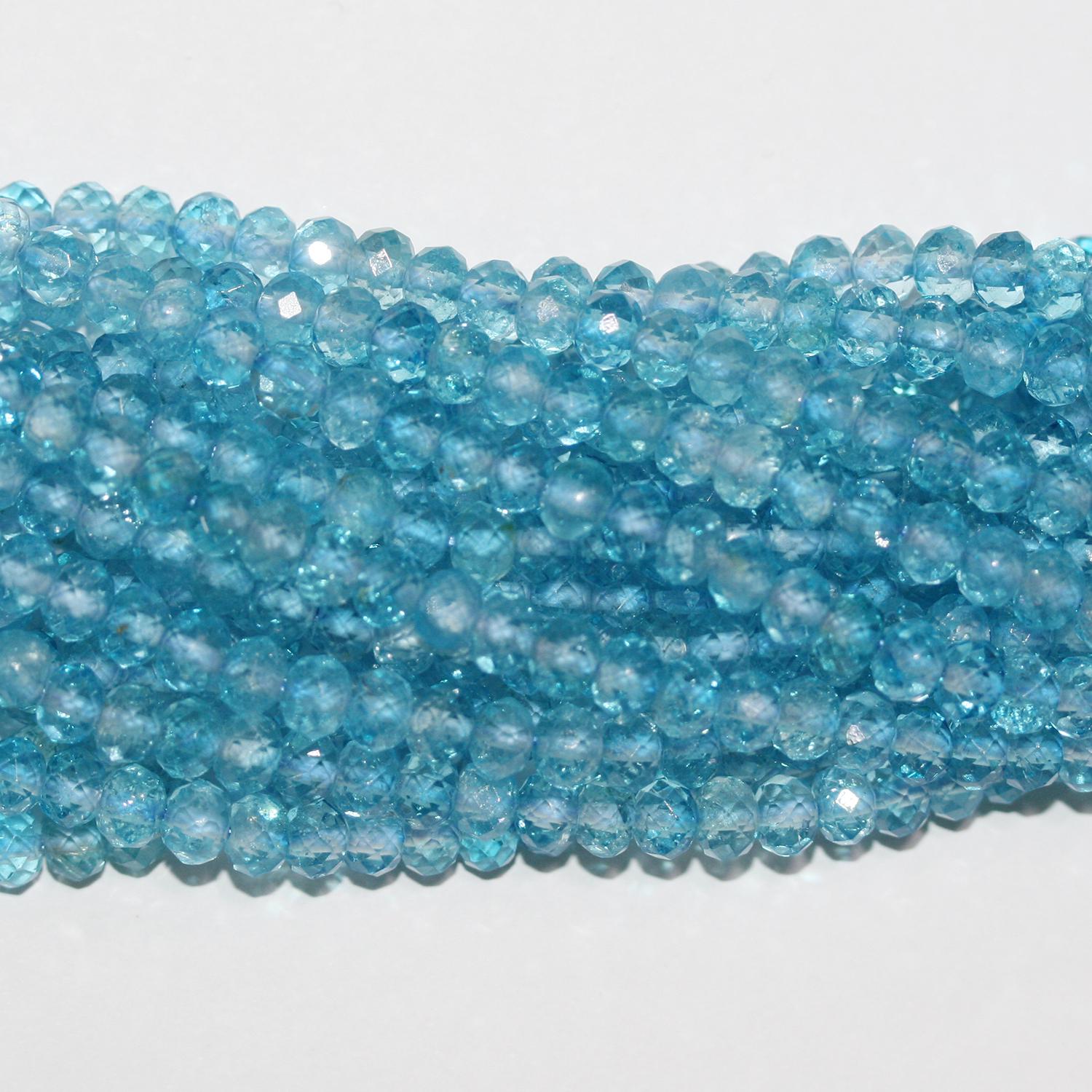 Cuentas redondas facetadas de topacio azul de 16" (6 x 4 mm) - Hilo de 39 cm