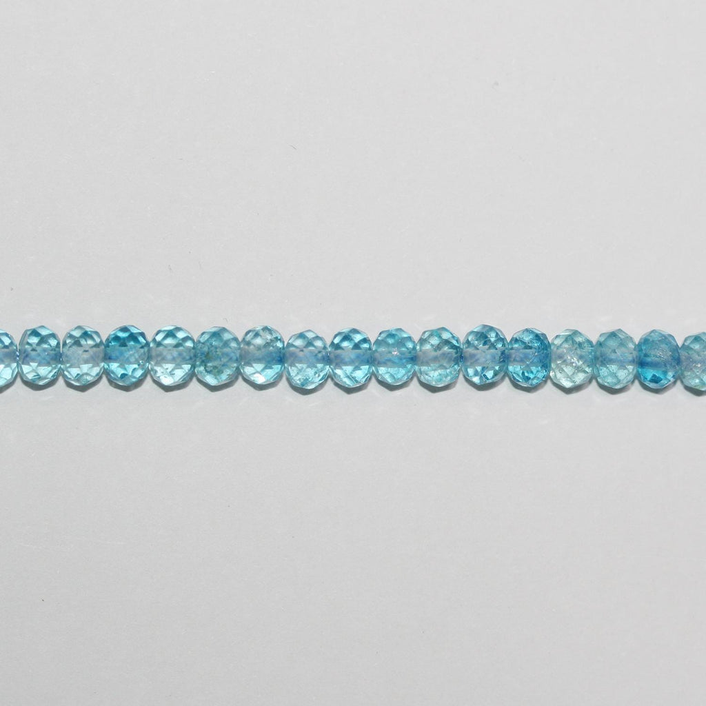 Cuentas redondas facetadas de topacio azul de 16" (6 x 4 mm) - Hilo de 39 cm
