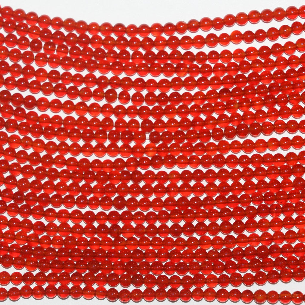15" Perles rondes lisses en cornaline de 3 mm - Fil de 38 cm.