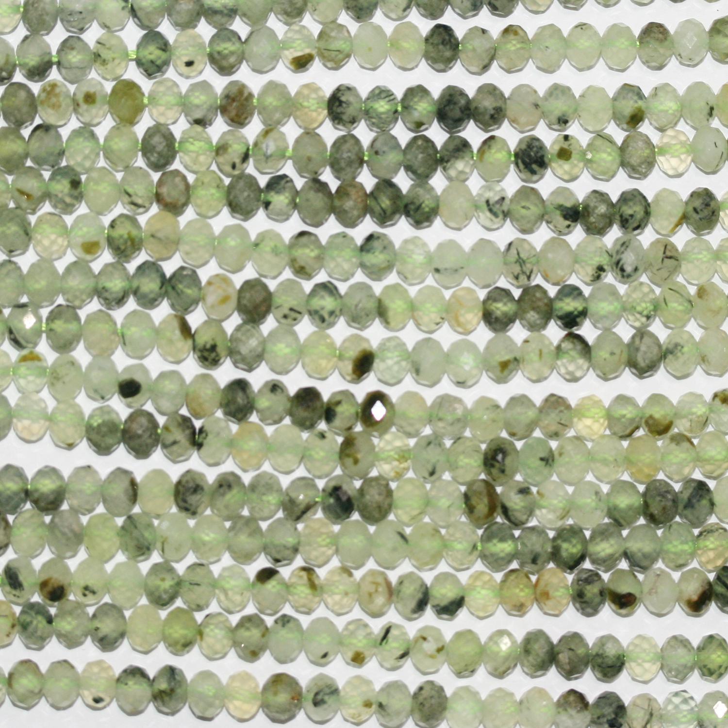 Perles rondelles à facettes en stréhnite 15" 6x4mm.- Brin 39cm.