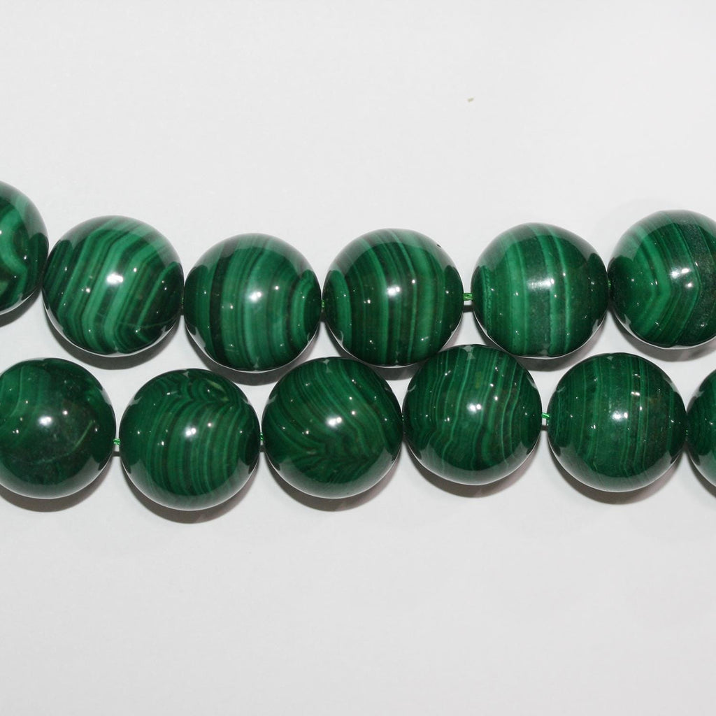 Perles rondes lisses en malachite St 15" 20 mm.-Rig 39 cm.