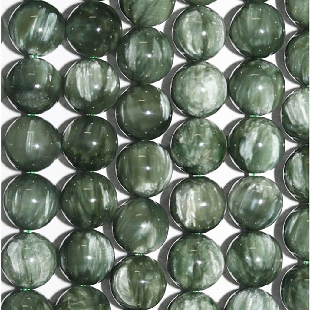 Cuentas redondas lisas de serafinita de 40 cm (16"), 8 mm (tira de 40 cm)