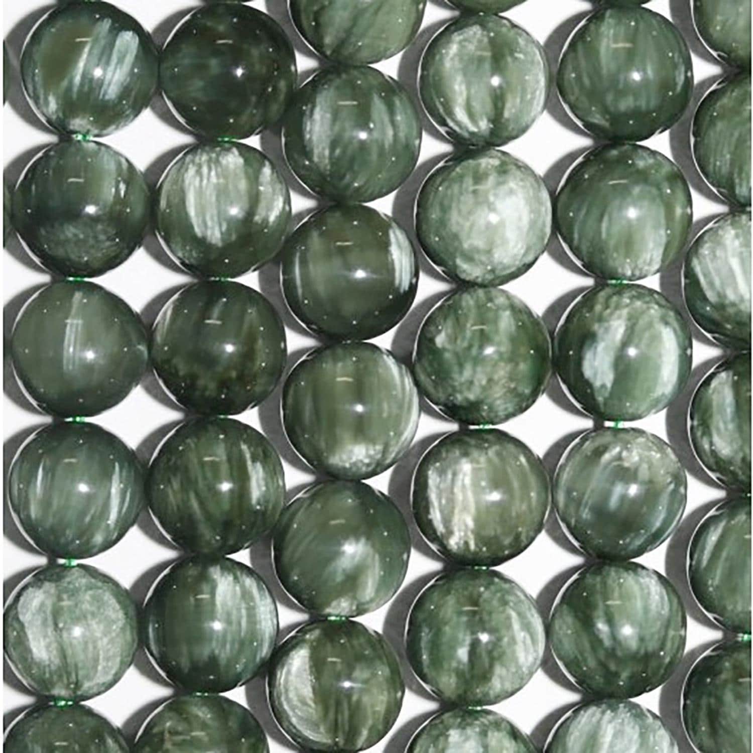 Cuentas redondas lisas de serafinita de 40 cm (16"), 8 mm (tira de 40 cm)