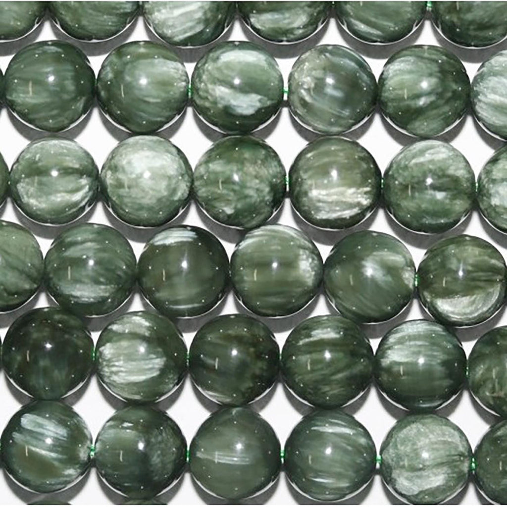 Cuentas redondas lisas de serafinita de 40 cm (16"), 8 mm (tira de 40 cm)