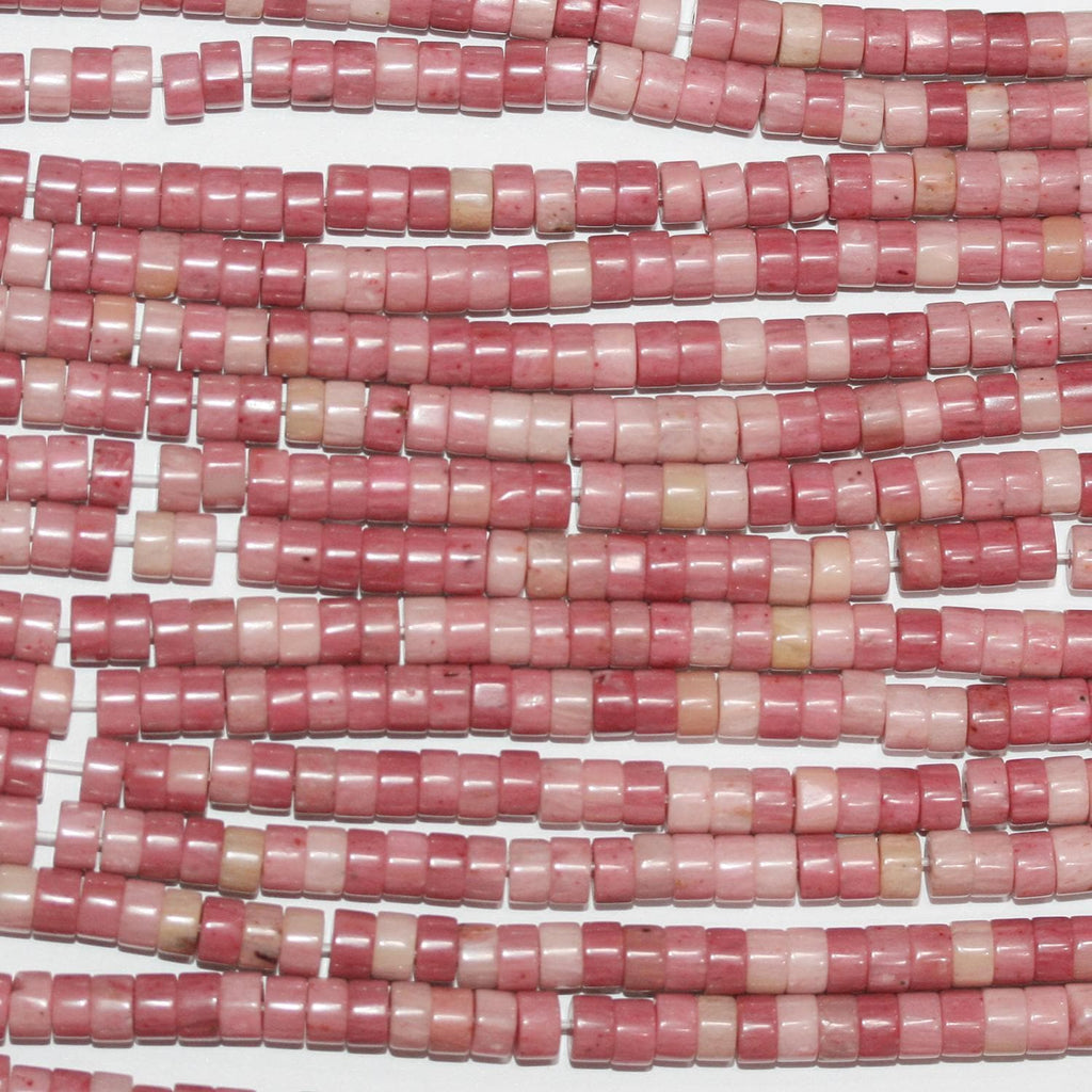 Perles de disque lisses en rhodonite St 15" 4x2mm.-Bracelet 39cm.