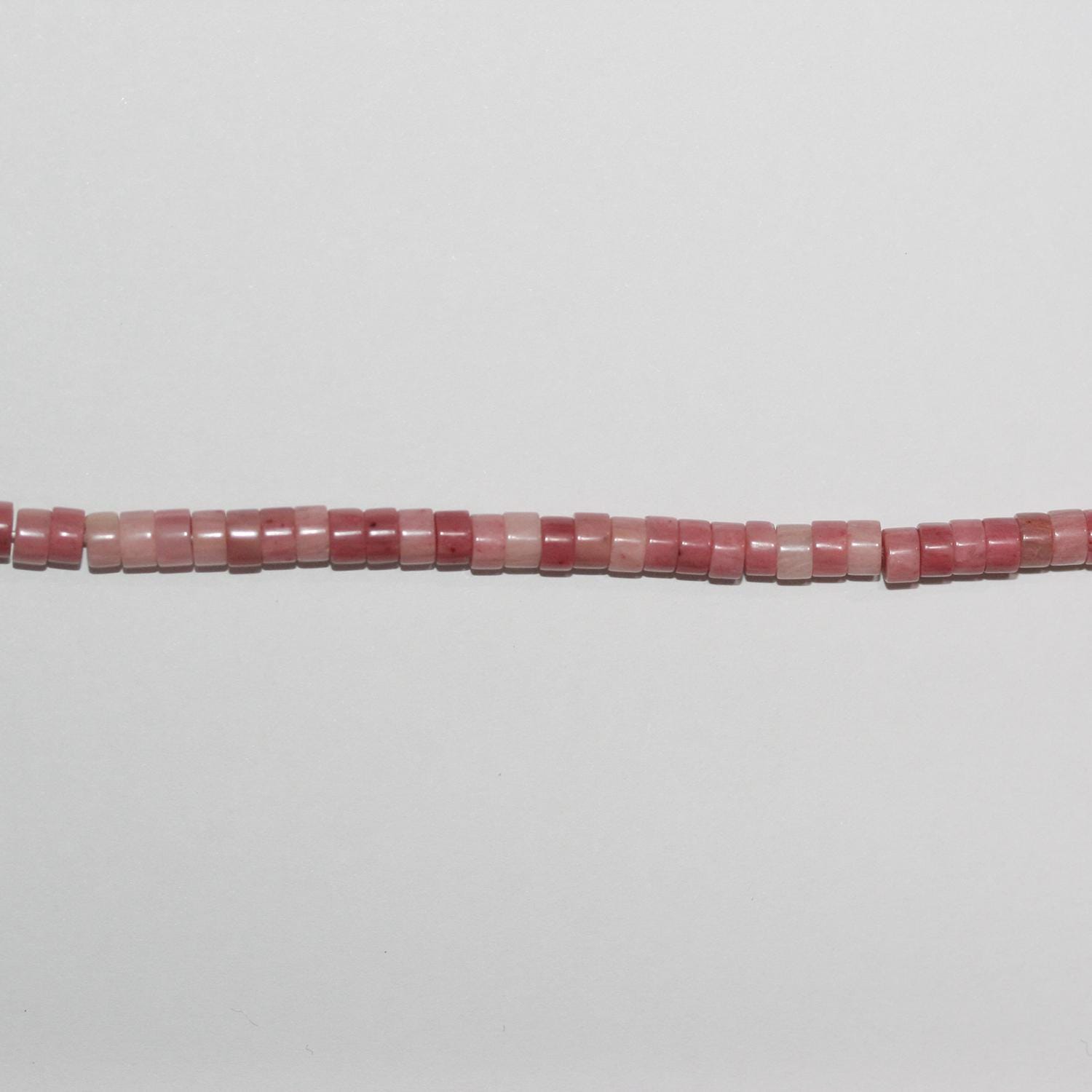 Perles de disque lisses en rhodonite St 15" 4x2mm.-Bracelet 39cm.