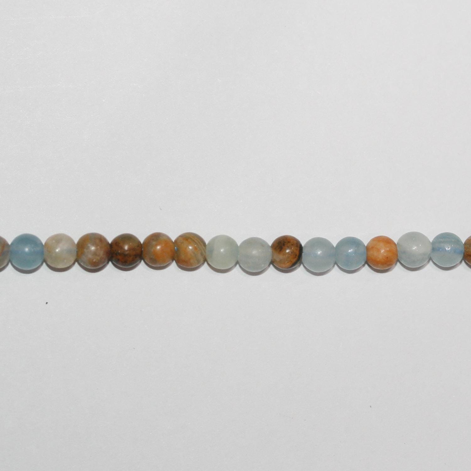 Perles rondes lisses en calcite bleue St, 4,5 mm, 15 pouces (38 cm) - Fil de 39 cm