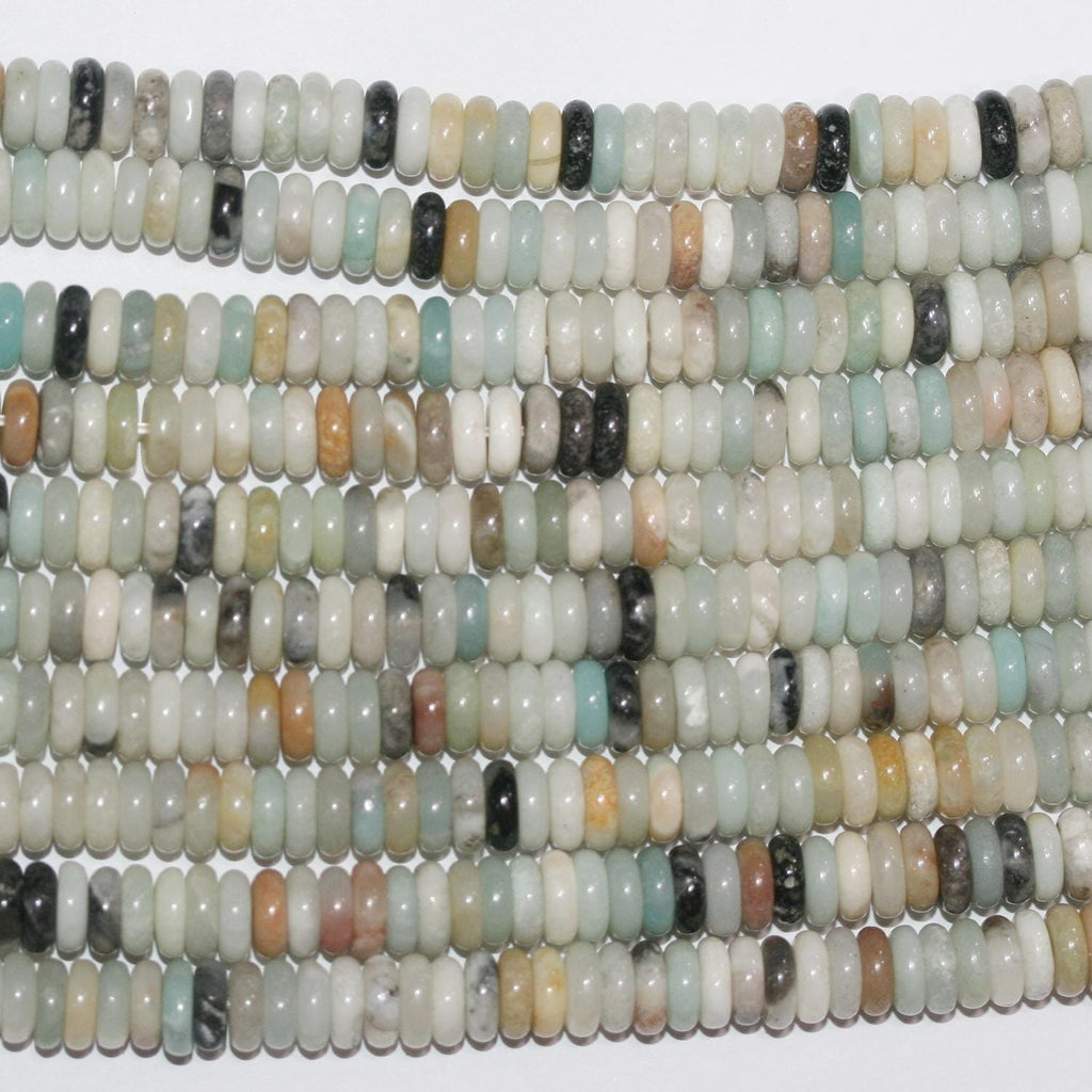 Perles rondelles lisses en amazonite St 15" 6x3mm.-Rig 39cm.