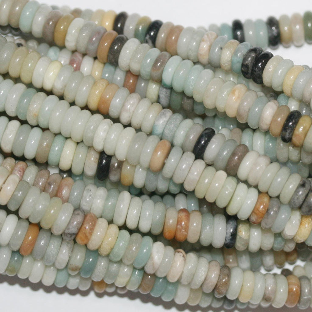 Perles rondelles lisses en amazonite St 15" 6x3mm.-Rig 39cm.