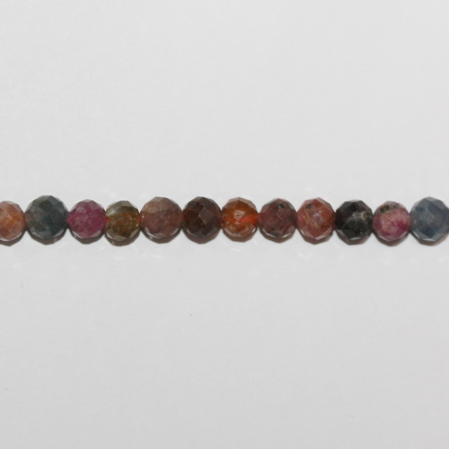 15" St Perles rondes à facettes en saphir multicolore 5 mm.- Brin 39 cm.