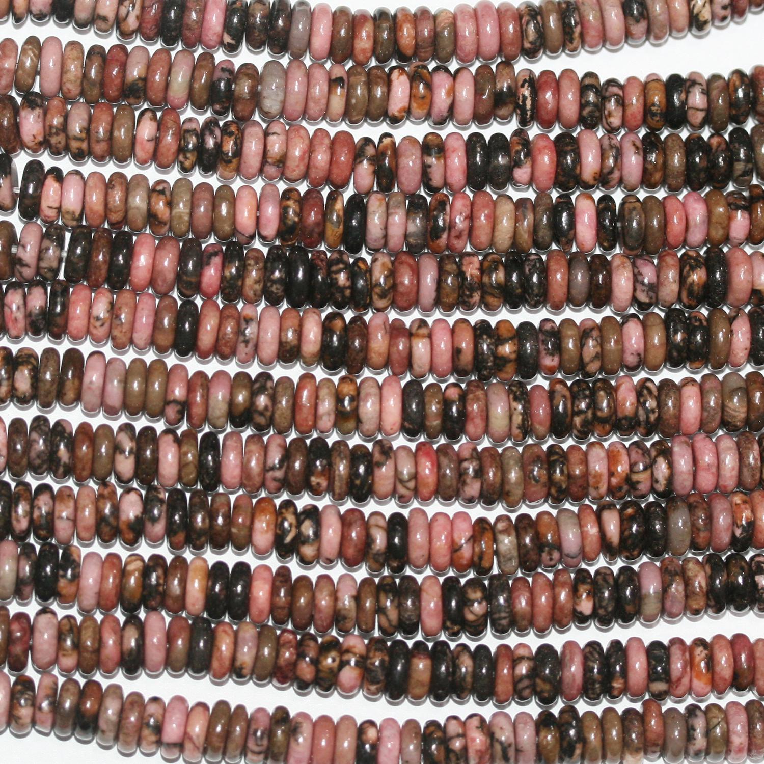 Perles rondes lisses en rhodonite St, 15 pouces (6 x 2 mm), longueur 39 cm.