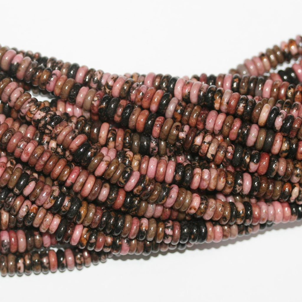 Perles rondes lisses en rhodonite St, 15 pouces (6 x 2 mm), longueur 39 cm.