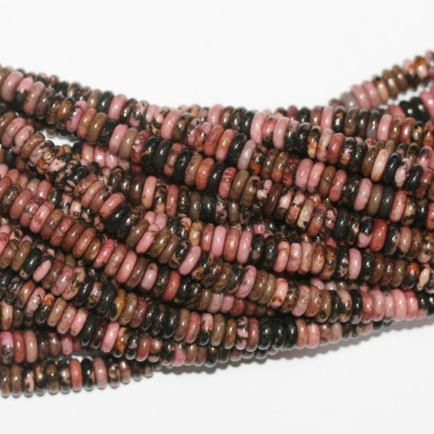 Perles rondes lisses en rhodonite St, 15 pouces (6 x 2 mm), longueur 39 cm.