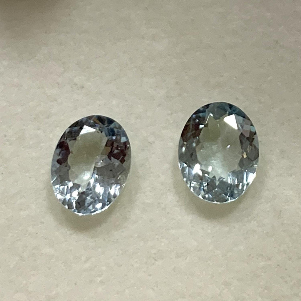 Lot Faceted Oval Aquamarine 9x7mm.- (2 Pieces).-Gemstones Wholesale Cut Stone Top Quality - Hard Gems