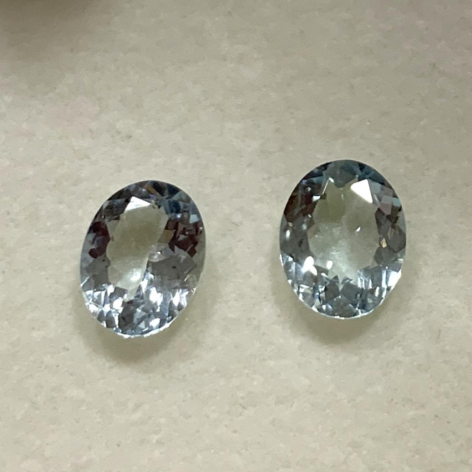 Lot Faceted Oval Aquamarine 9x7mm.- (2 Pieces).-Gemstones Wholesale Cut Stone Top Quality - Hard Gems