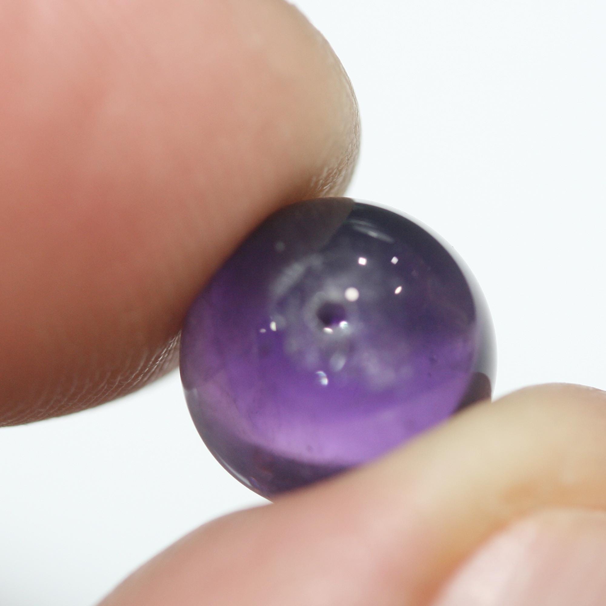 Perles rondes en améthyste semi-percées de 8 mm (1 paire)