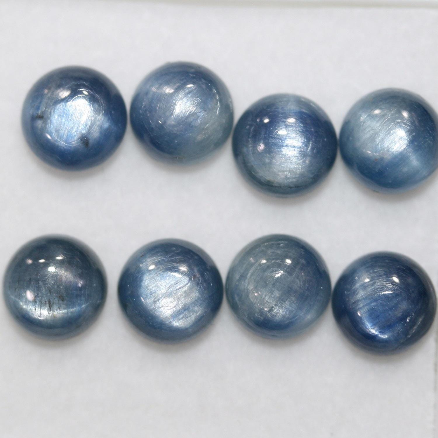 Lote de 8 cabujones redondos de cianita (8 piezas).-8 mm