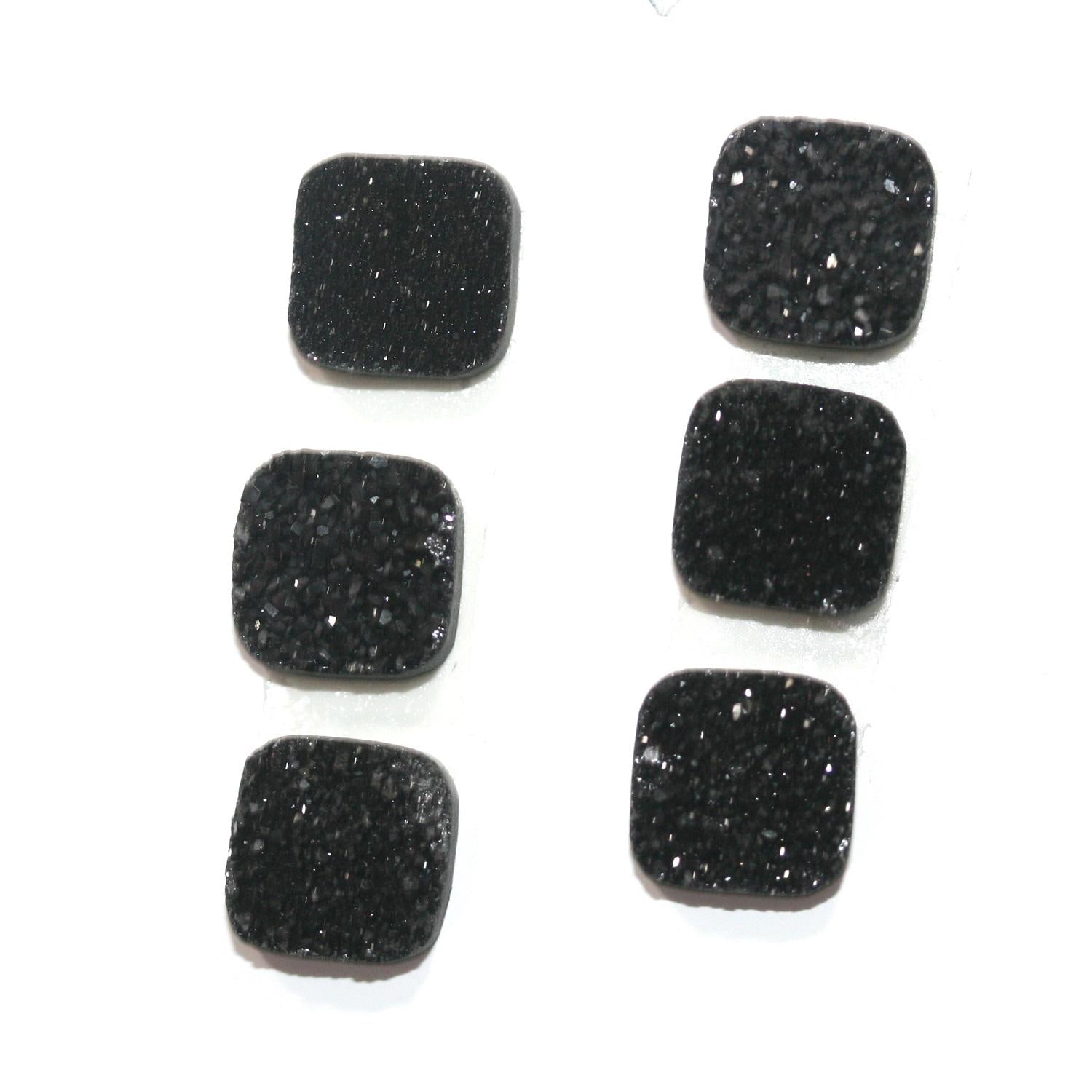 Lote de 6 cabujones cuadrados de ágata drusa (6 piezas) de 9,5 mm.