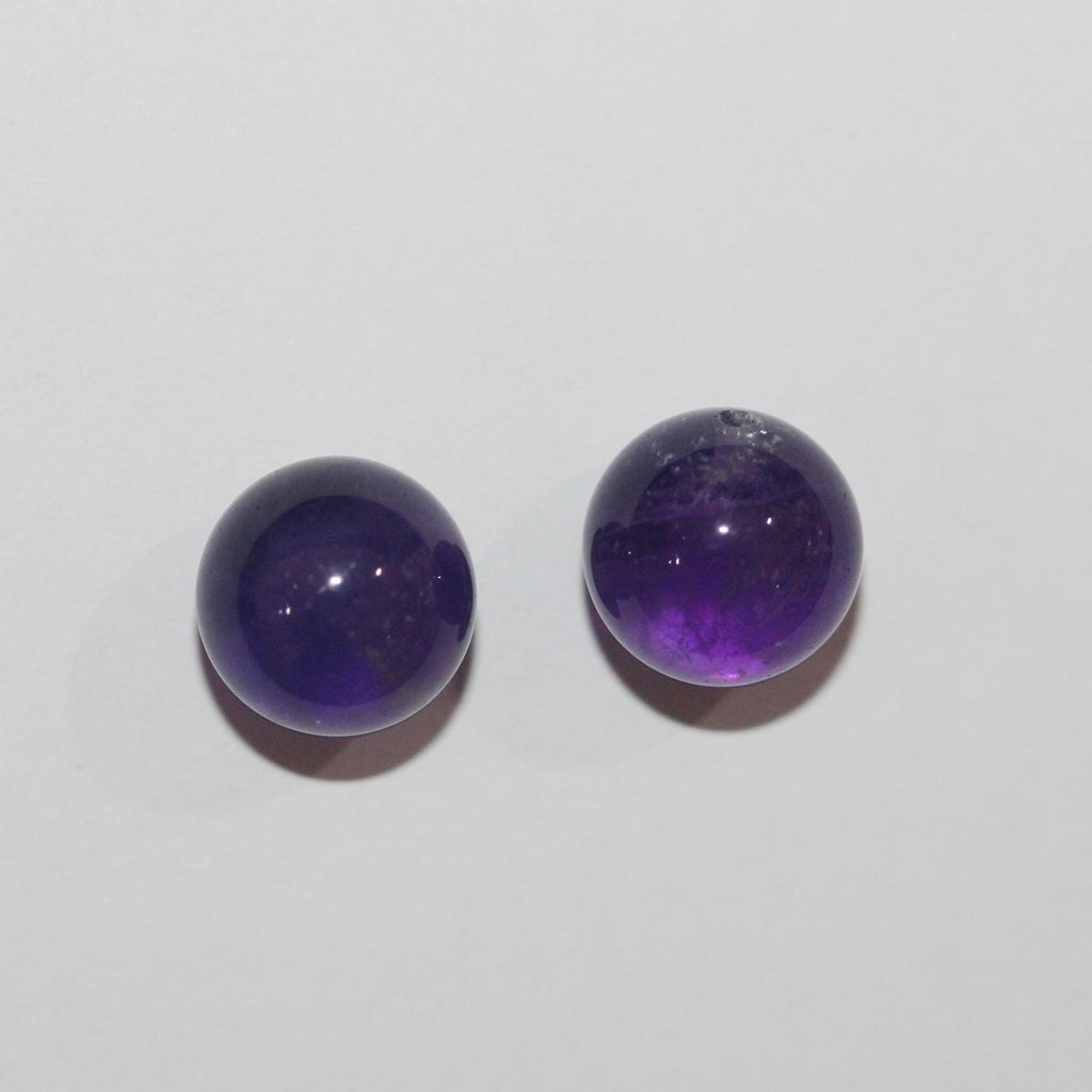 Perles rondes en améthyste semi-percées de 8 mm (1 paire)